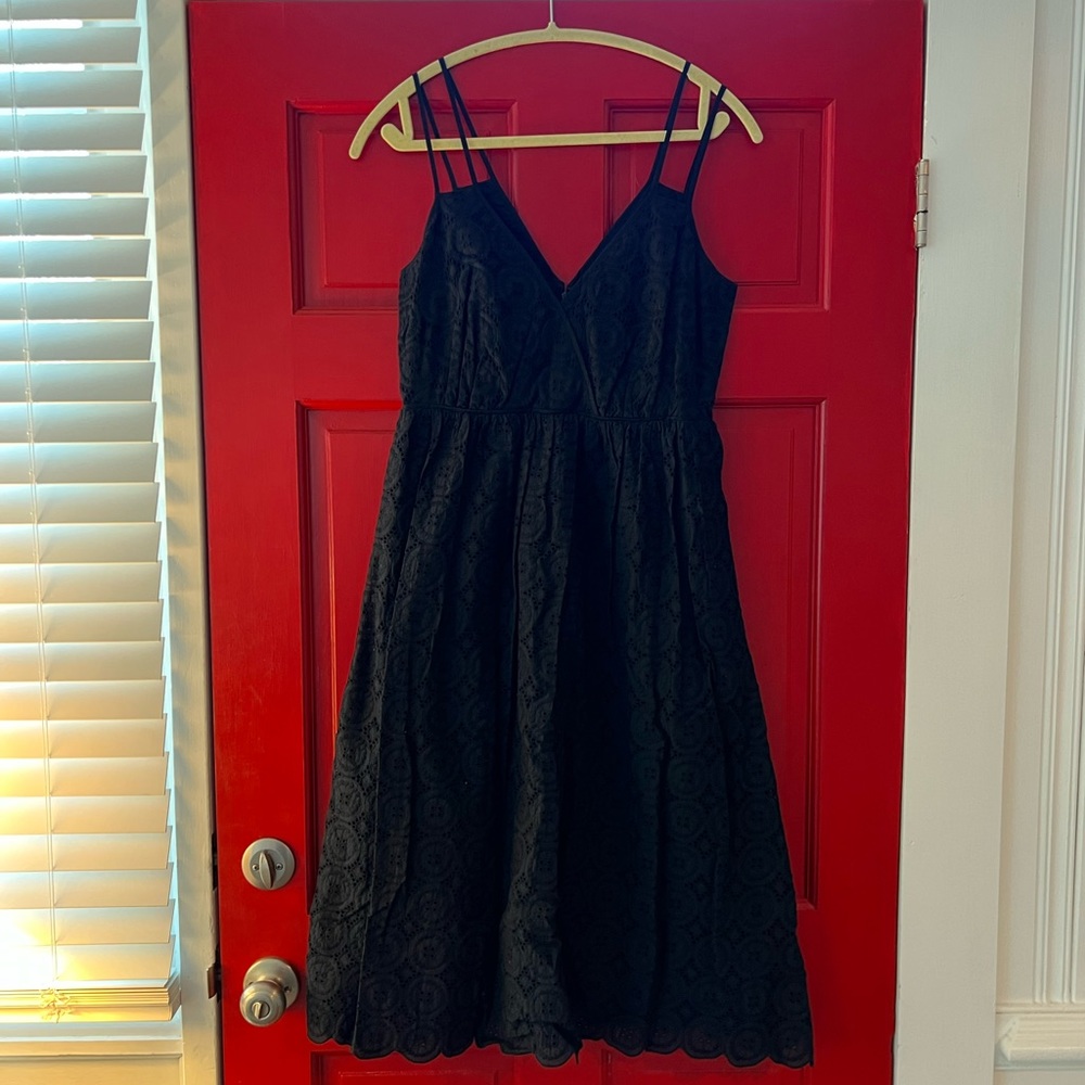 J Crew black eyelet strappy dress, size 2